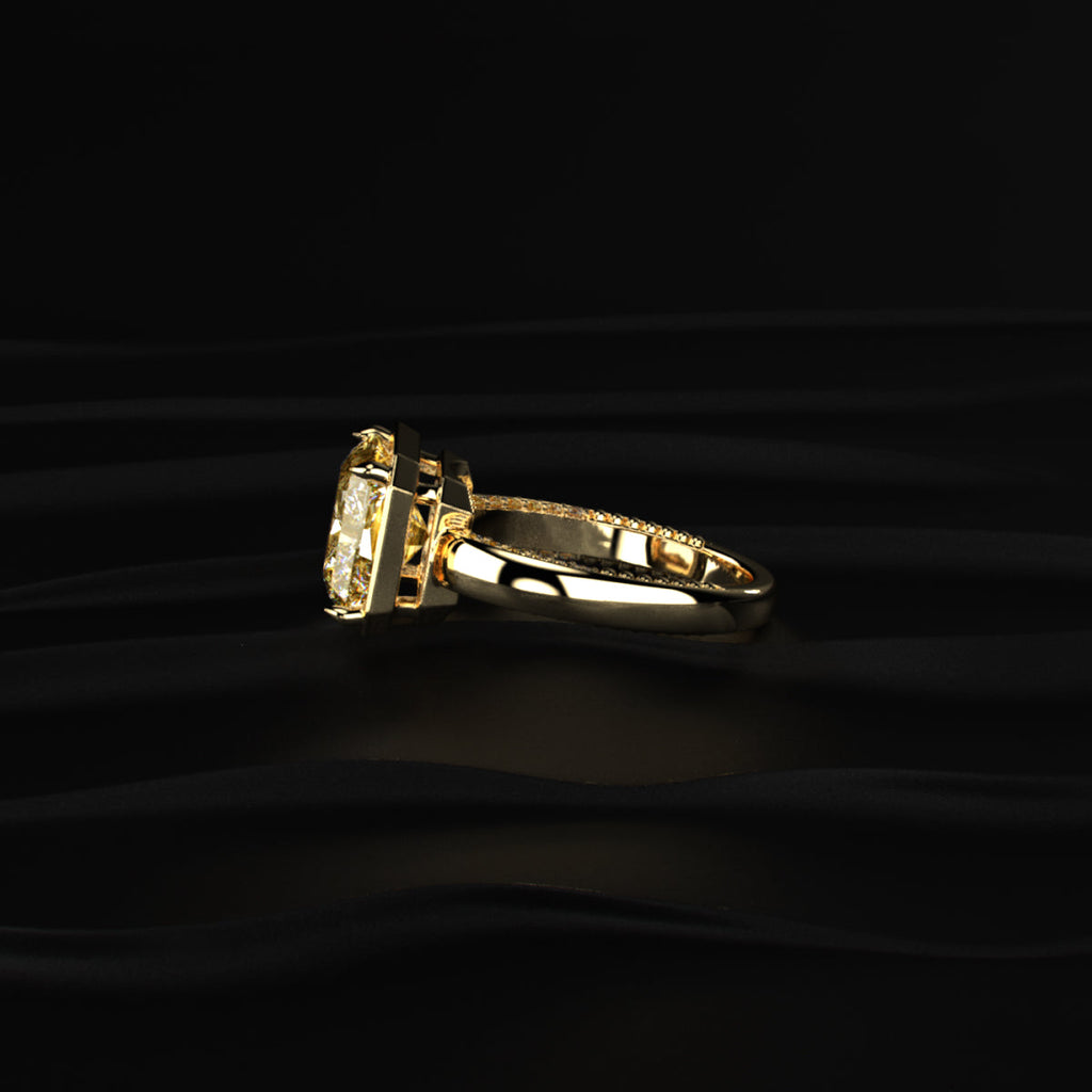 East West Radiant Yellow Diamond Solitaire Ring