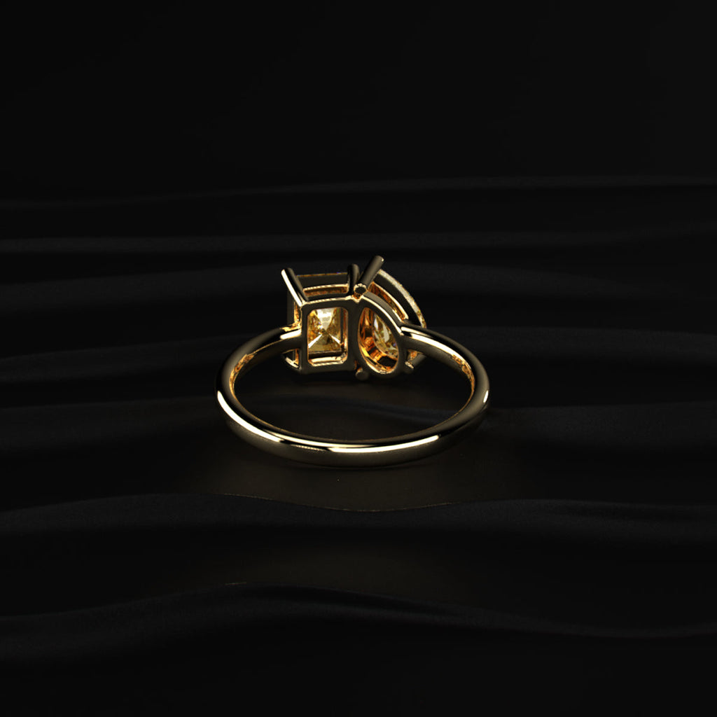 Pear And Radiant Toi Et Moi Yellow Diamond Ring