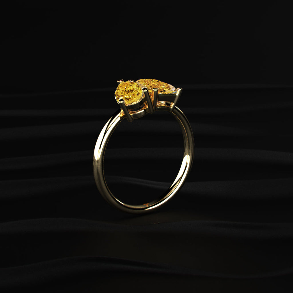 Pear And Radiant Toi Et Moi Yellow Diamond Ring