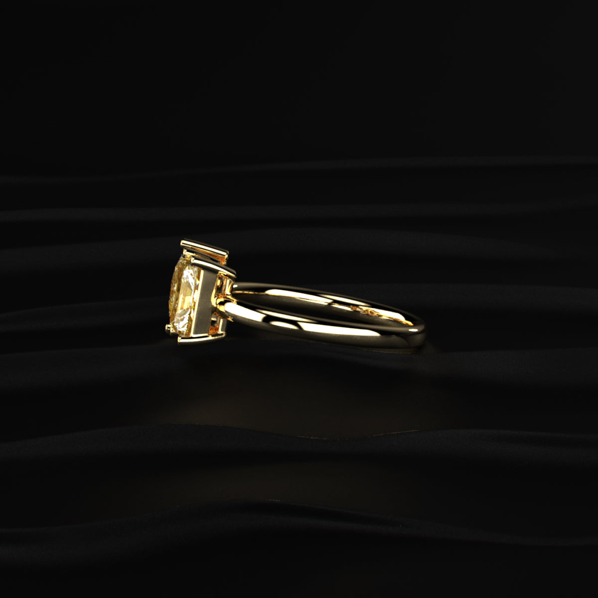 Pear And Radiant Toi Et Moi Yellow Diamond Ring