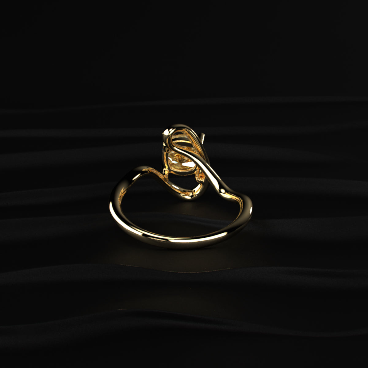Cushion Cut Diamond Fluid Shape Ring