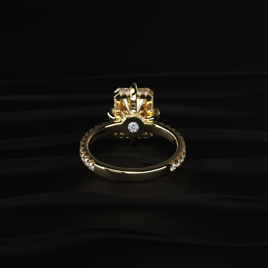 Yellow Diamond Radiant Cut Pave Ring