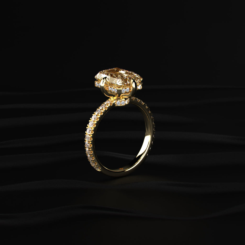 Yellow Diamond Radiant Cut Pave Ring