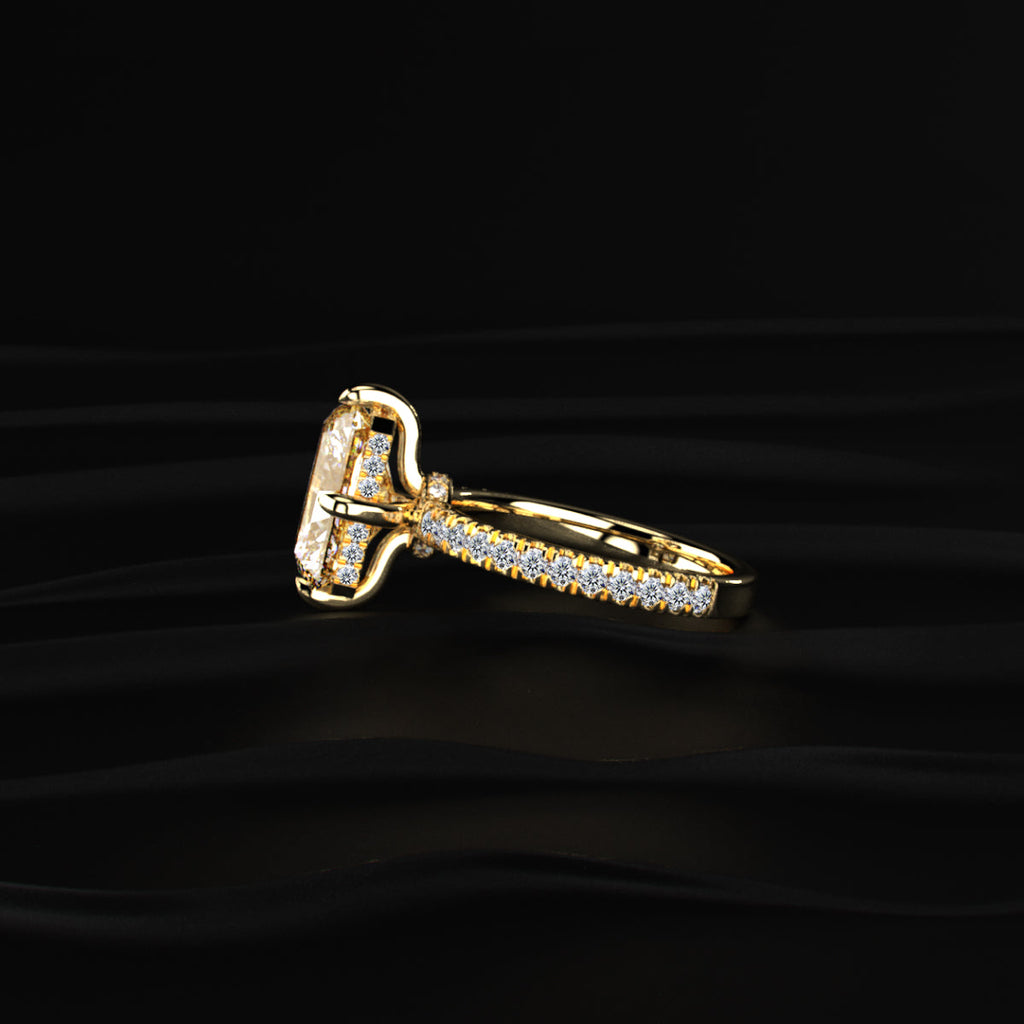Yellow Diamond Radiant Cut Pave Ring
