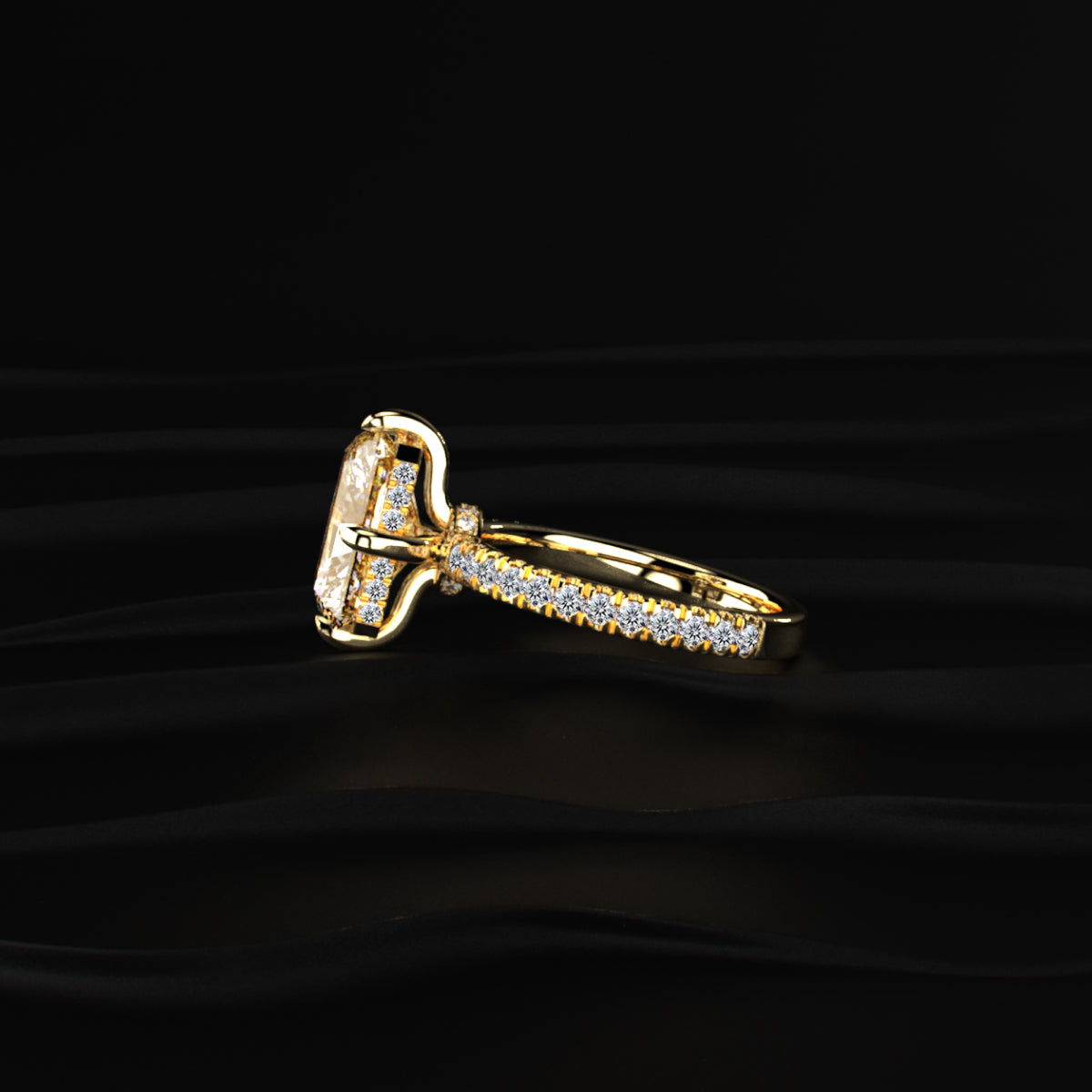 Yellow Diamond Radiant Cut Pave Ring