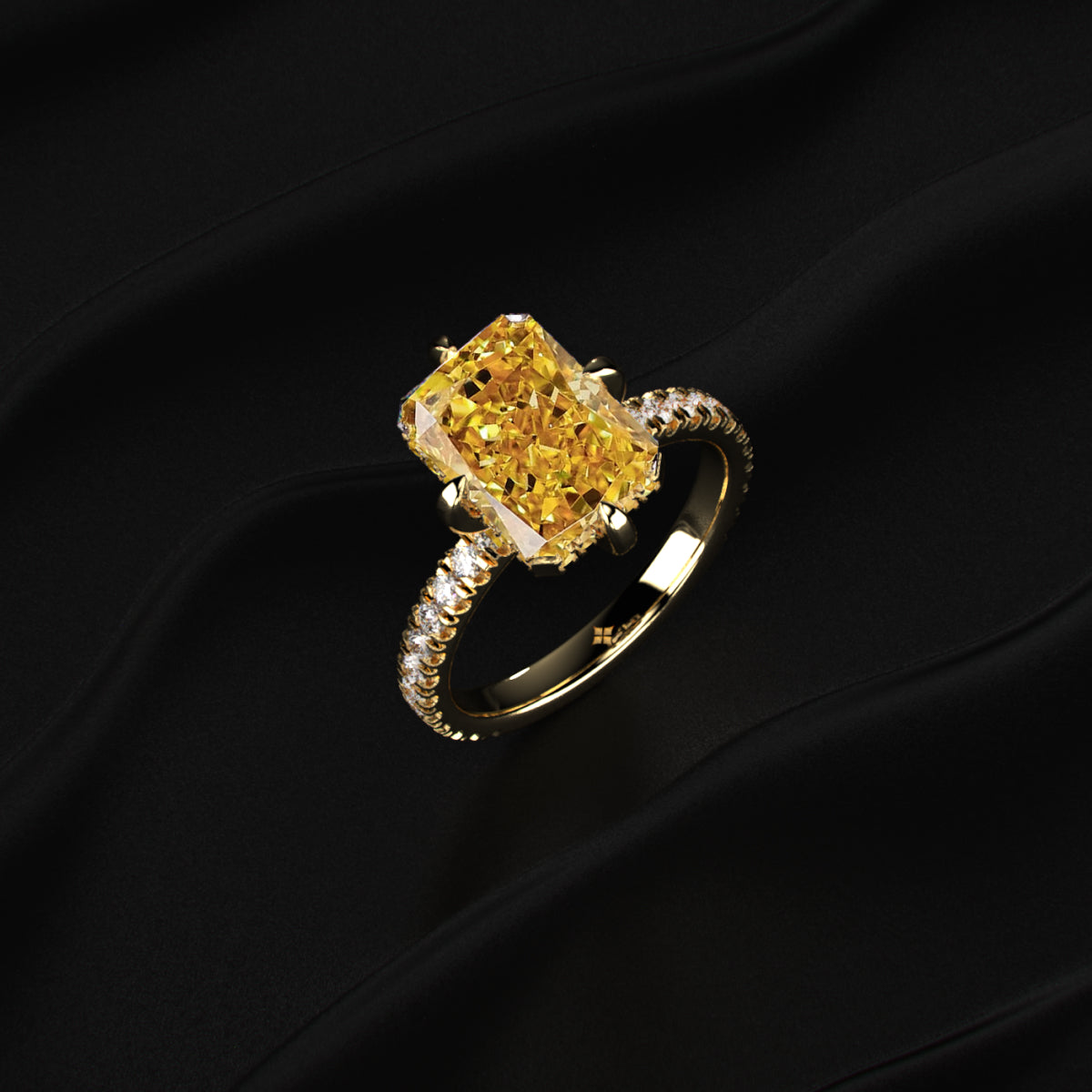 Yellow Diamond Radiant Cut Pave Ring