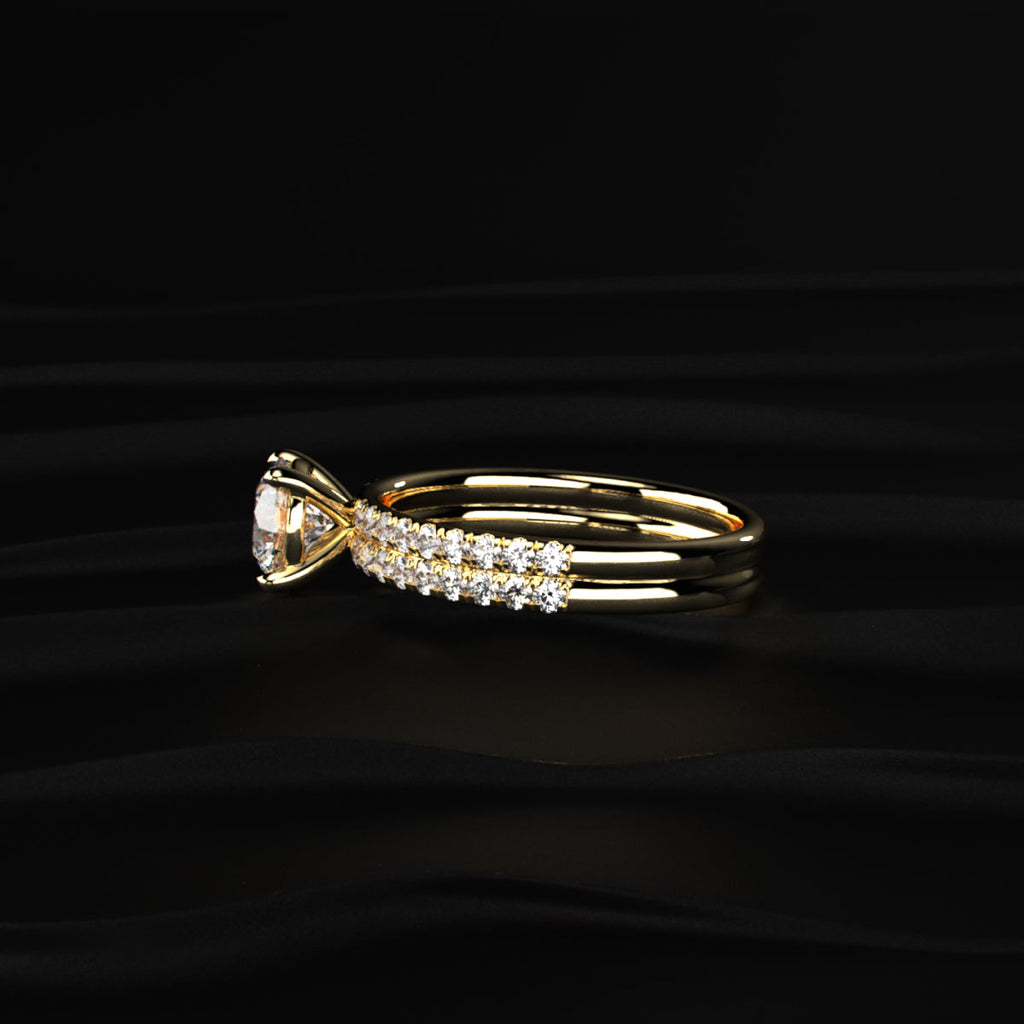 Round Solitaire Double Shank Ring