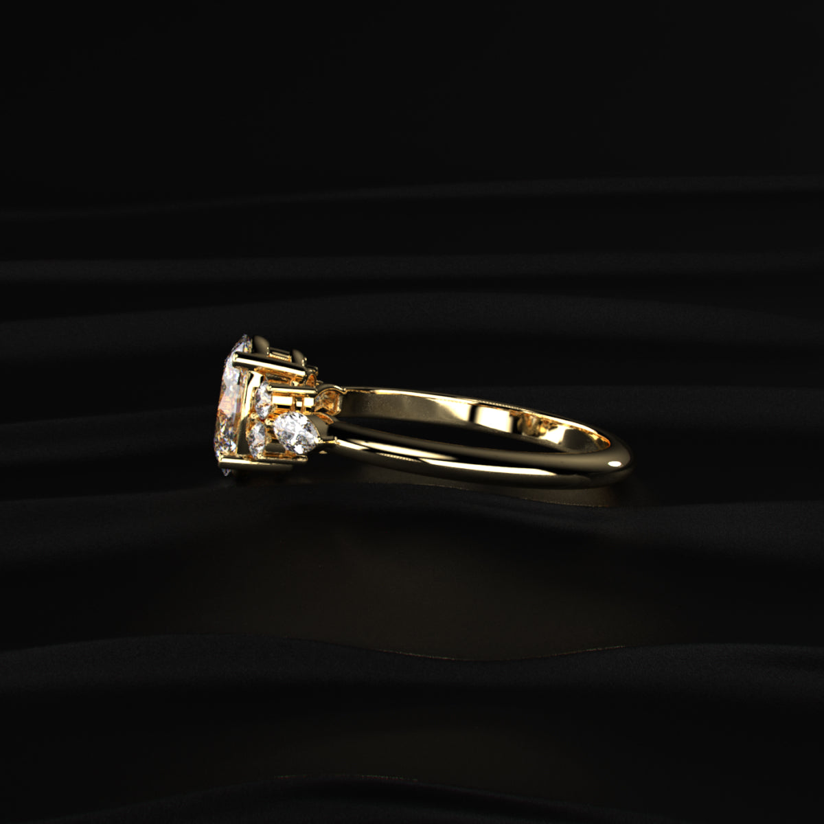 Oval Engagement Ring with Side Accents