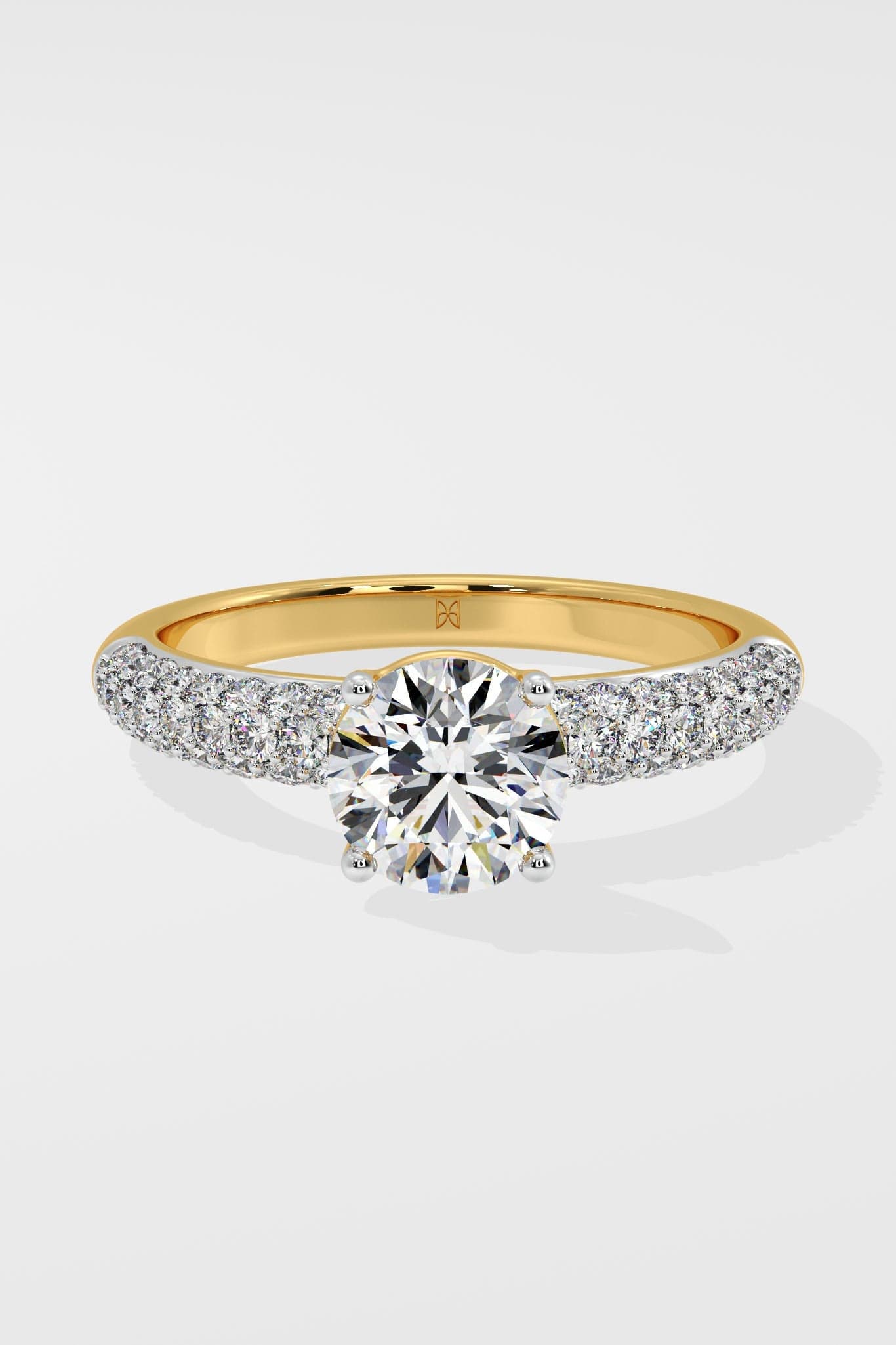 1 ct Dome Pave Solitaire Ring