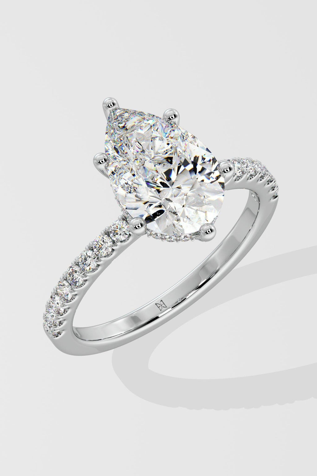 2 ct Pear Hidden Halo Ring