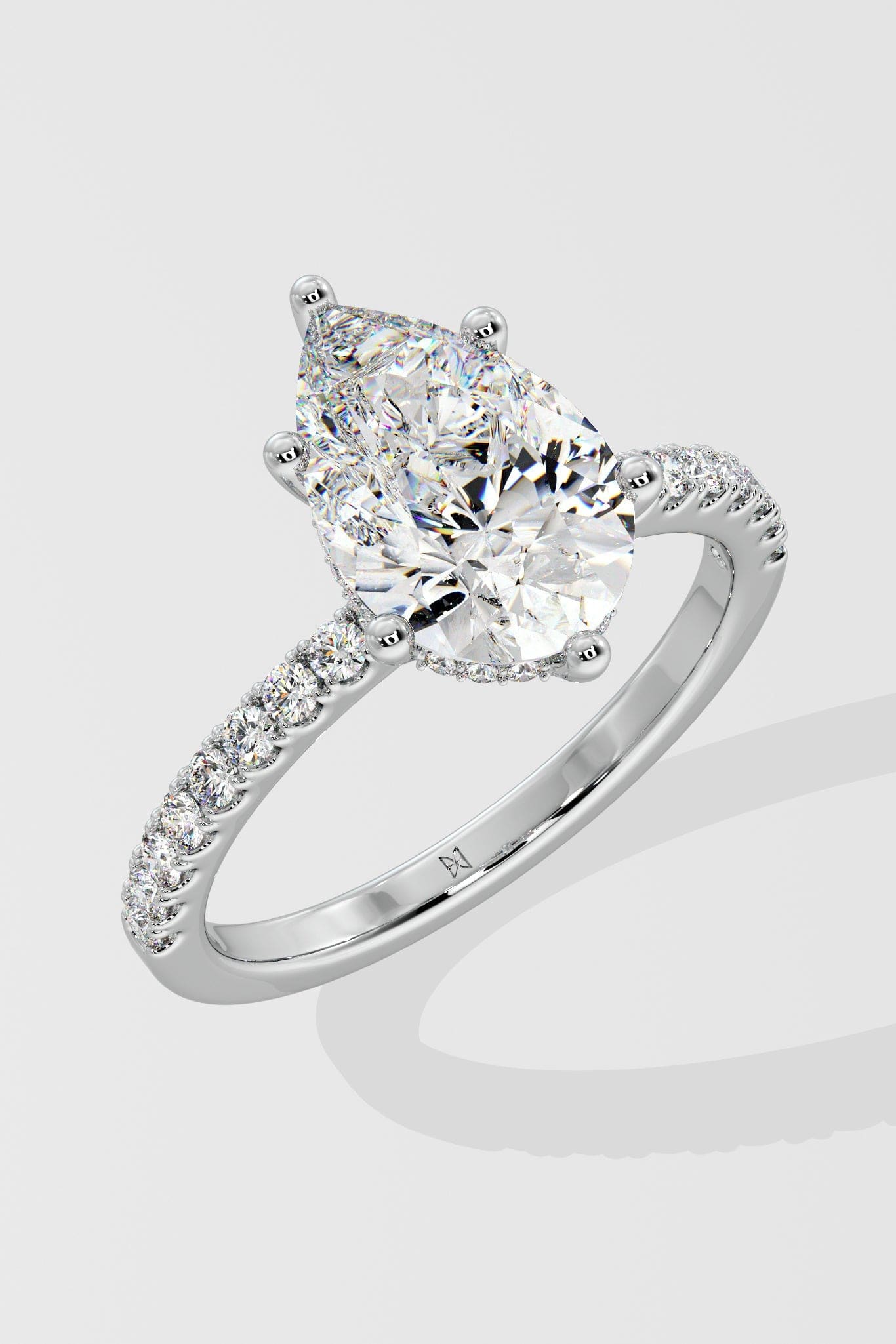 2 ct Pear Hidden Halo Ring