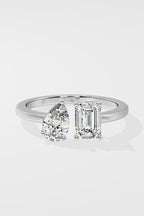 Pear & Emerald Toi et Moi Ring