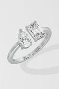 Pear & Emerald Toi et Moi Ring