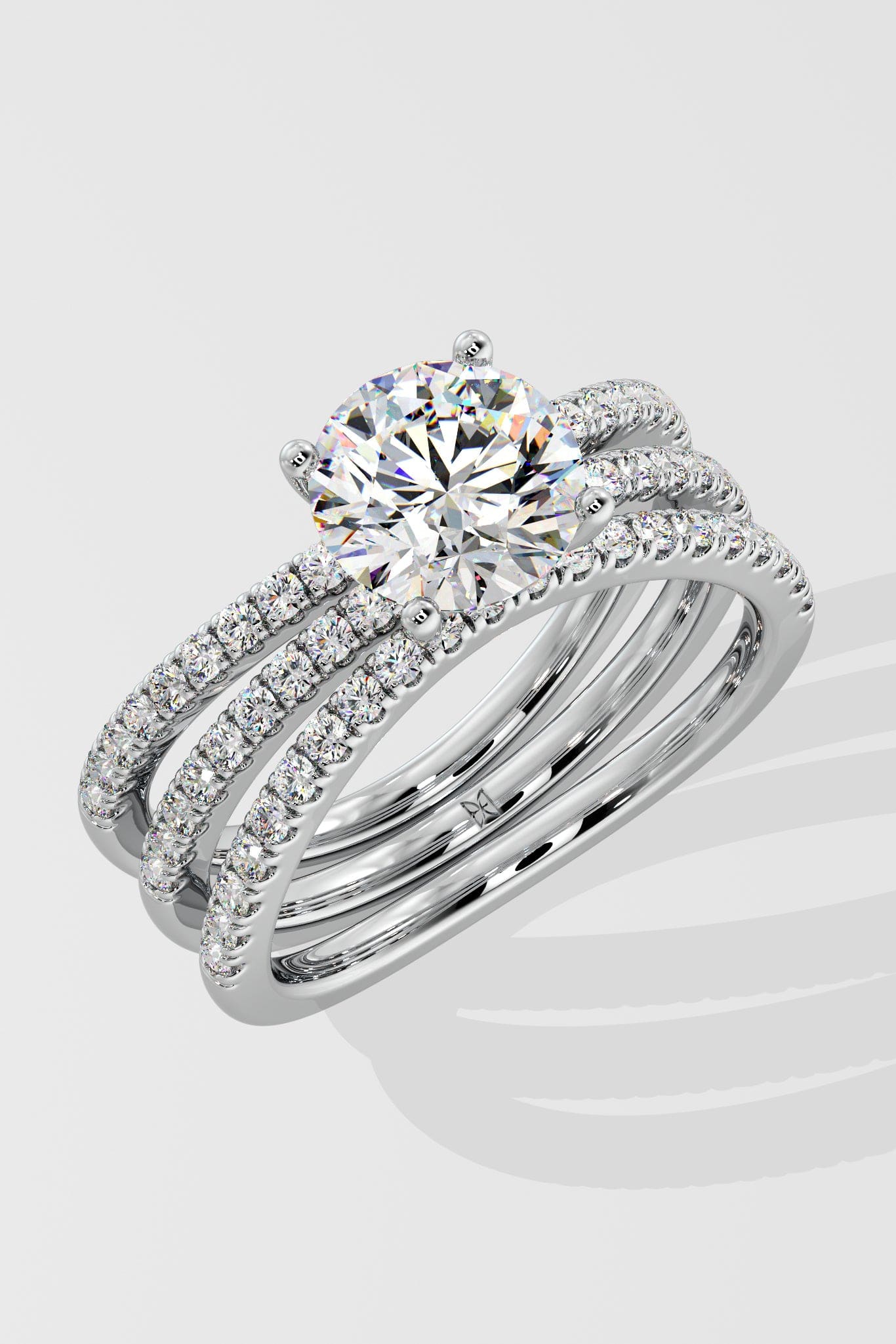 1.5 ct Triple Band Solitaire Ring