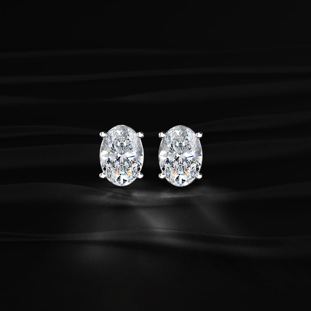Oval Diamond Solitaire Earrings