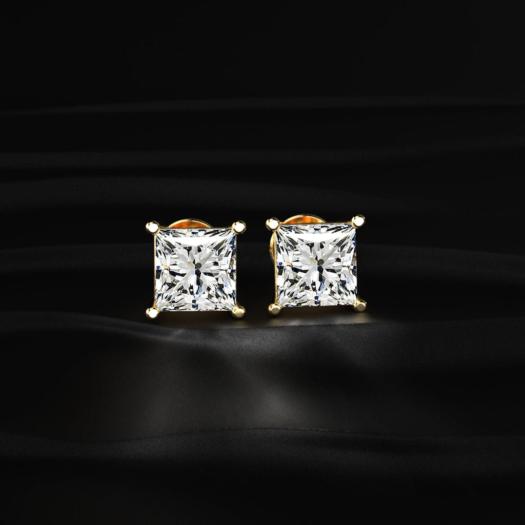2ct Princess Cut Diamond Earrings