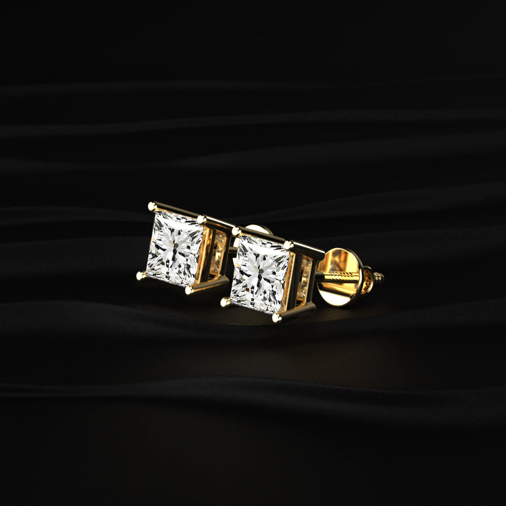 2ct Princess Cut Diamond Earrings