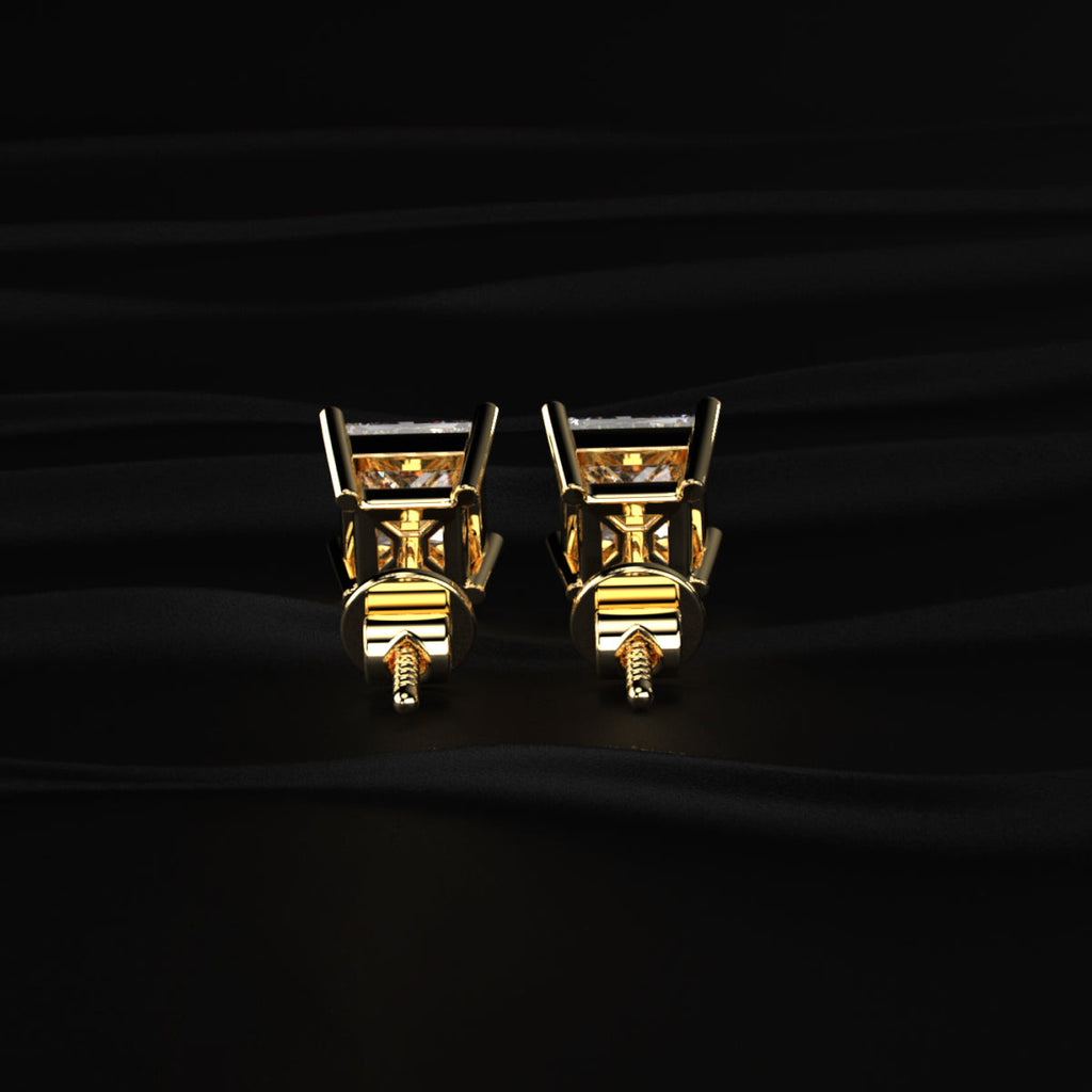 2ct Princess Cut Diamond Earrings