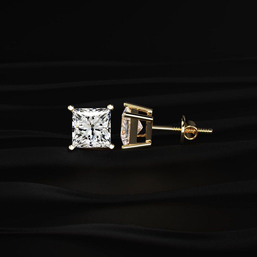 2ct Princess Cut Diamond Earrings