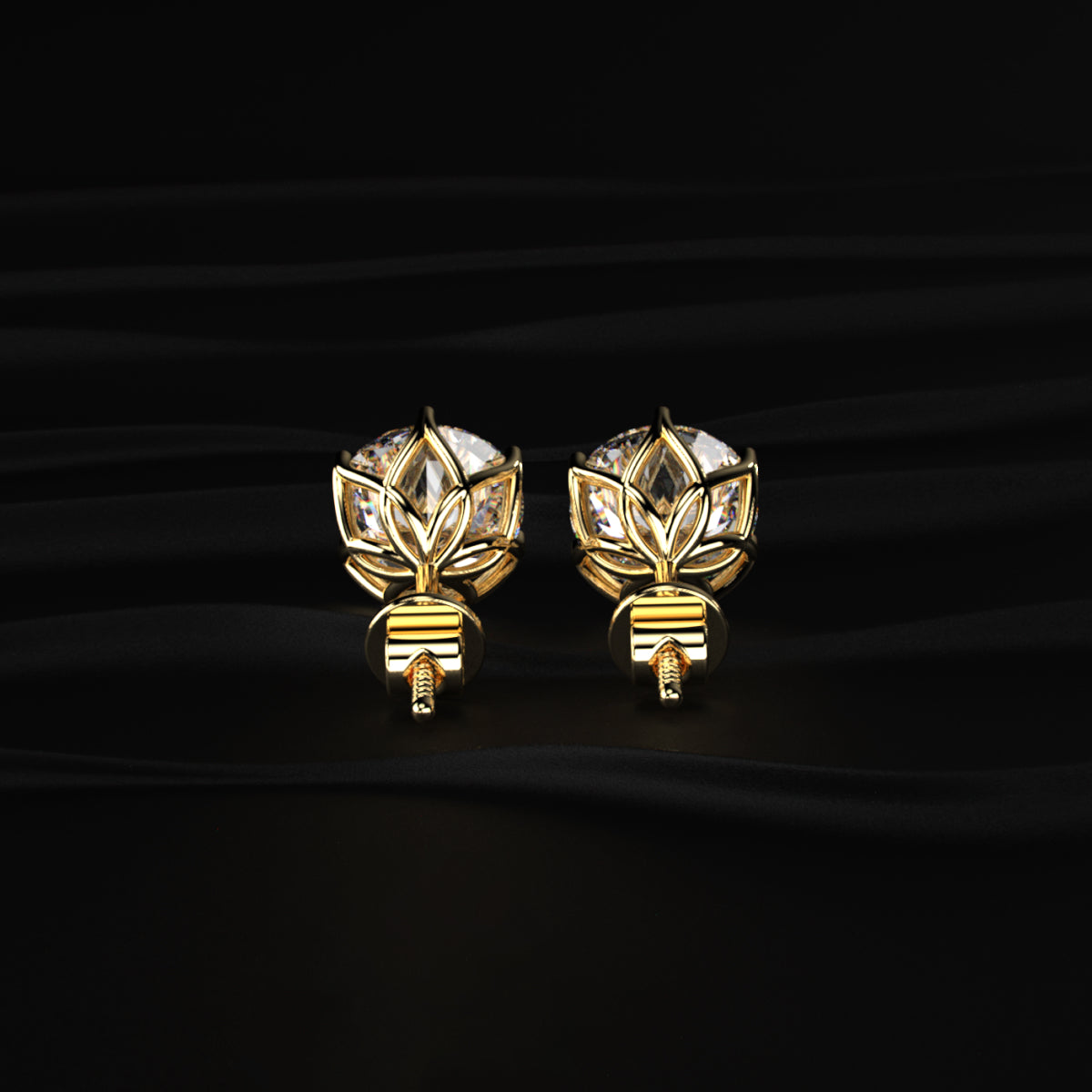 2Ctw Lotus Radiance with Round Solitaire Stud