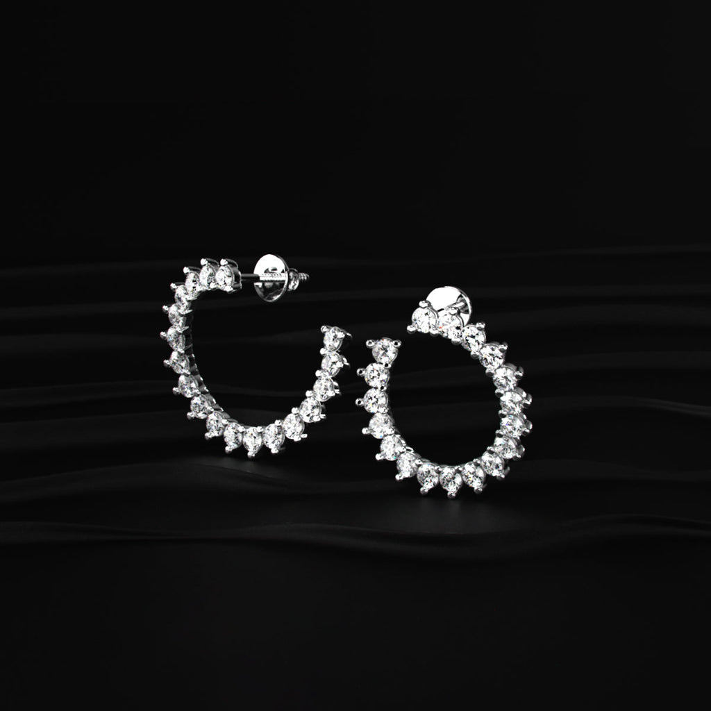 C Shape Diamond Stud Earrings