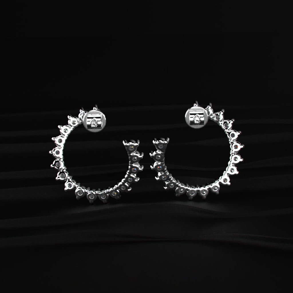 C Shape Diamond Stud Earrings