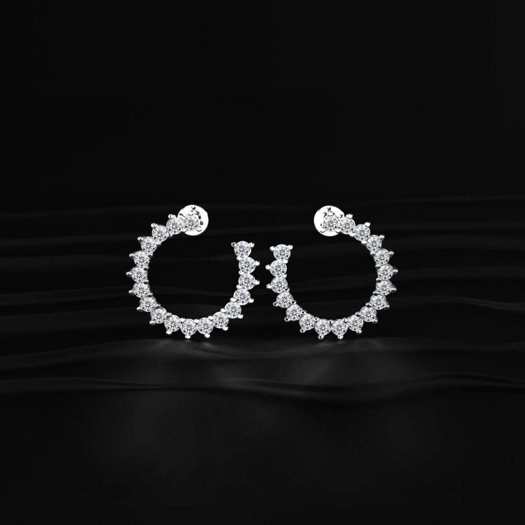 C Shape Diamond Stud Earrings