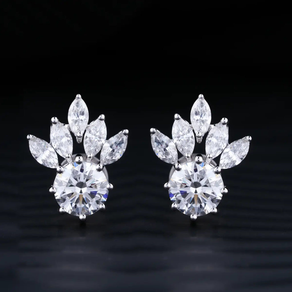 Flower Diamond Stud Earrings
