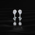 Three Stone Multi Shape Diamond Drop Earrings