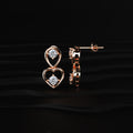 Round Diamond Heart Drop Earrings