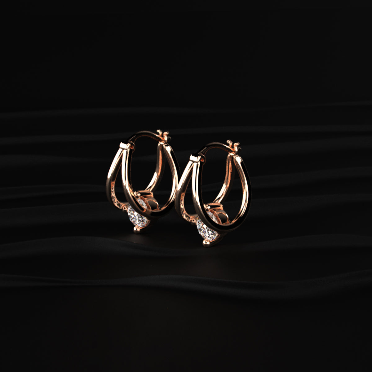 Round Diamond Hoop Earrings