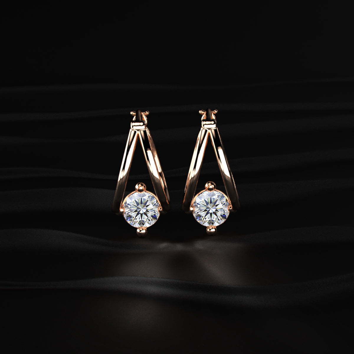 Round Diamond Hoop Earrings