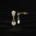 Round Diamond Two Tier Tear Drop Earrings
