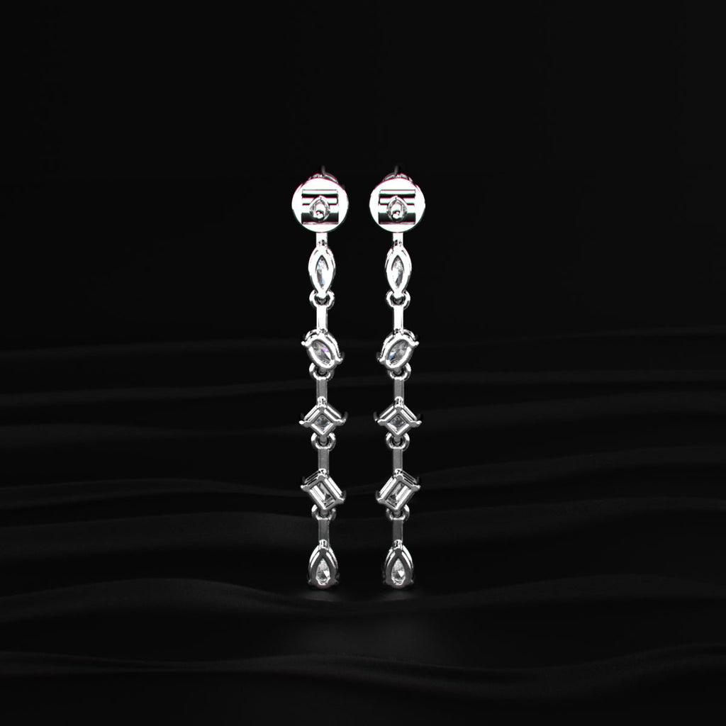 Six Multi Shape Diamonds Drop Earrings