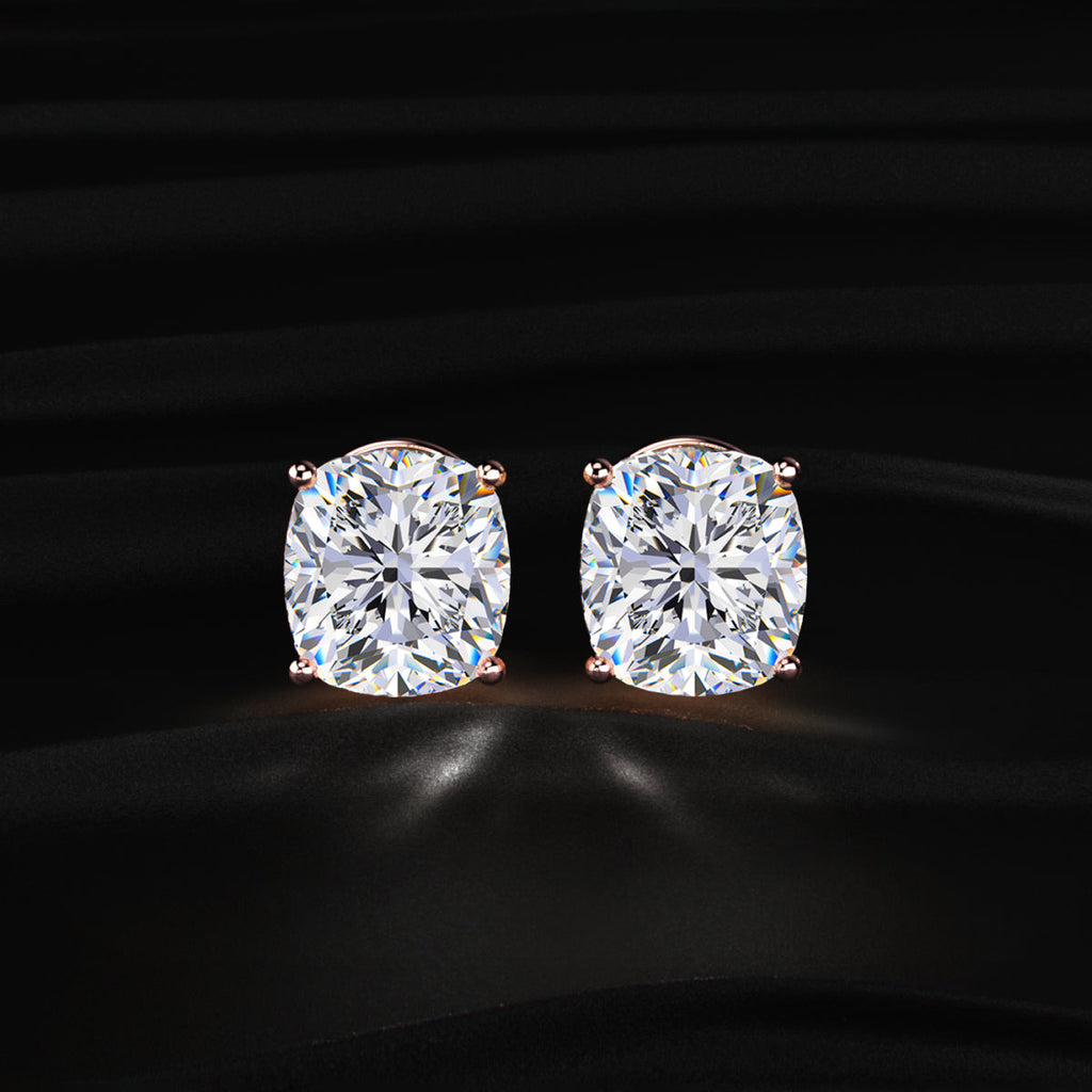 Cushion Solitaire Hidden Halo Earring
