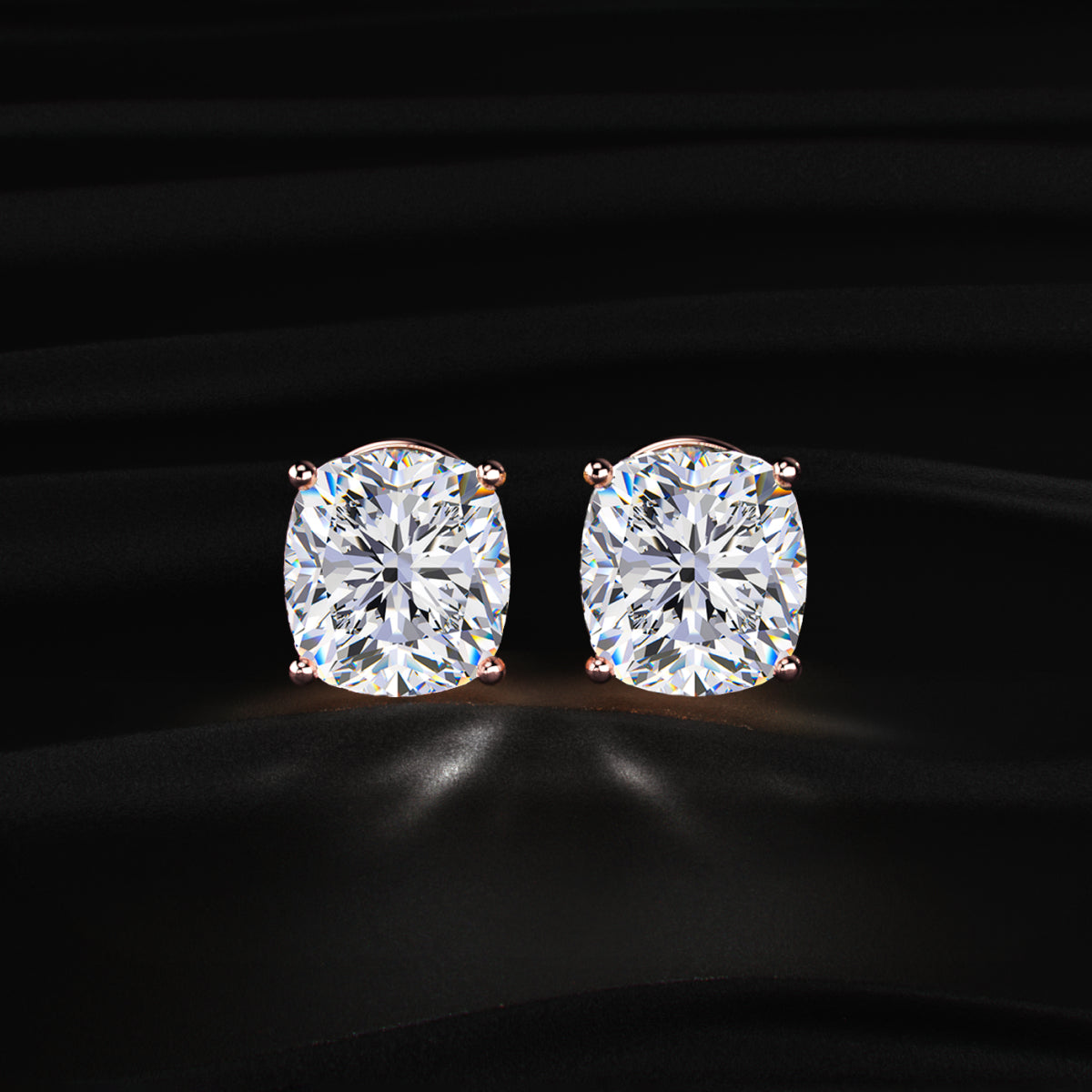 Cushion Solitaire Hidden Halo Earring