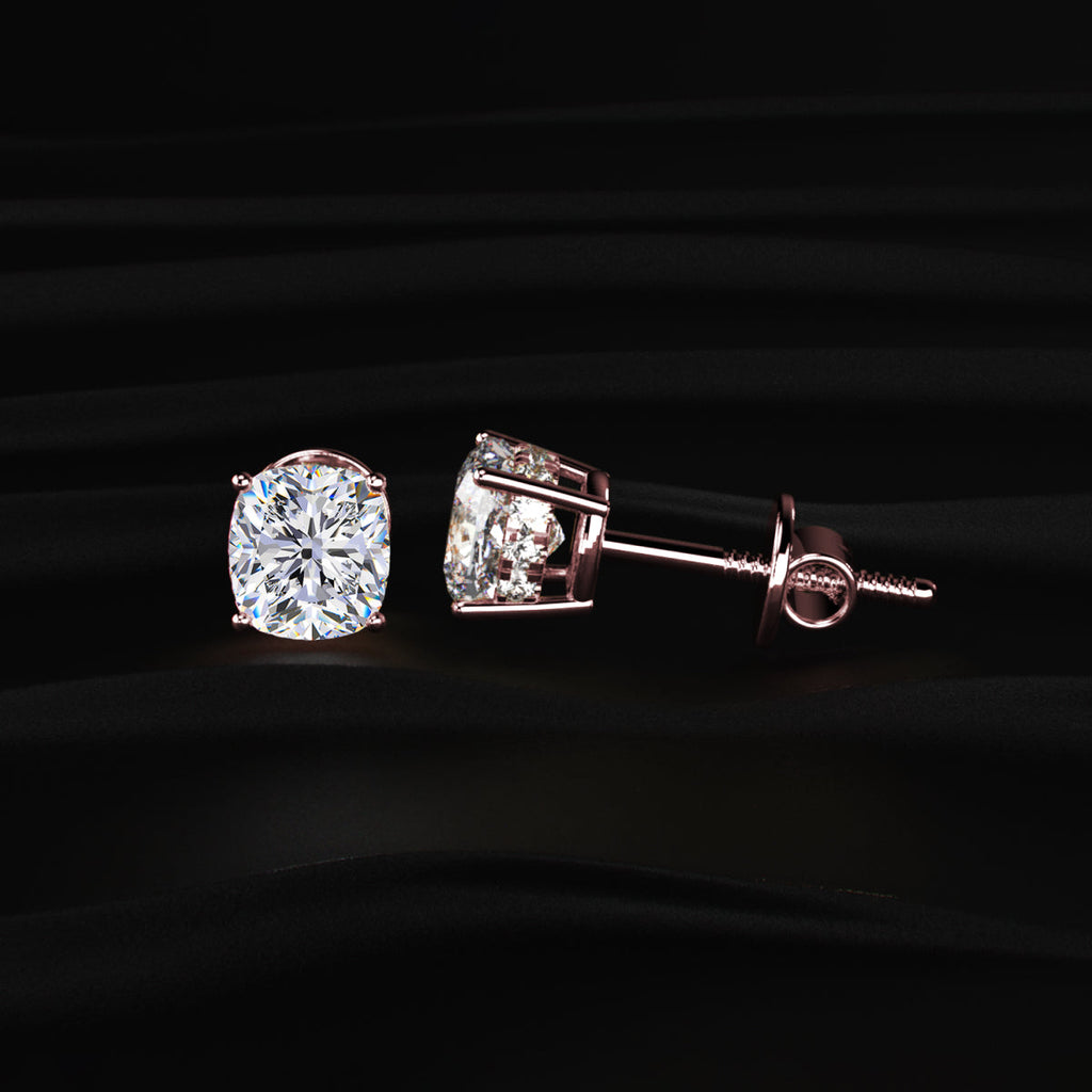 Cushion Solitaire Hidden Halo Earring