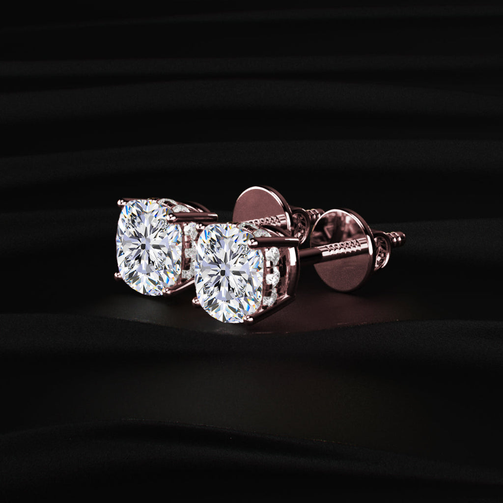 Cushion Solitaire Hidden Halo Earring