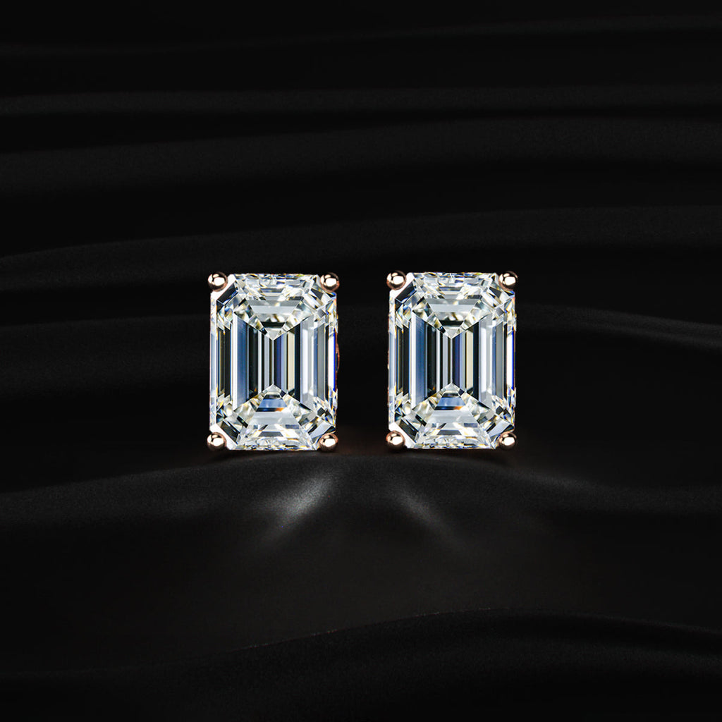 Emerald Solitaire Hidden Halo Earring