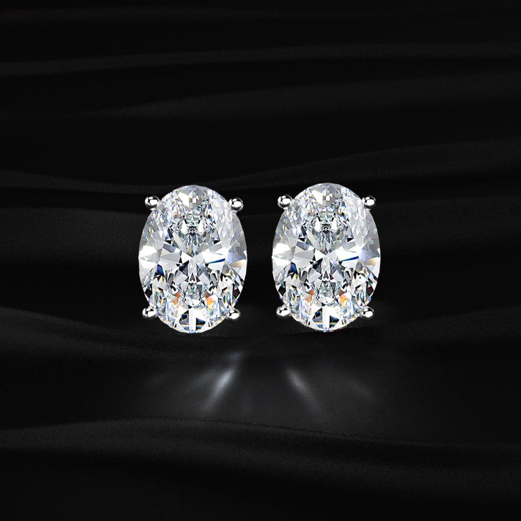 Oval Solitaire Hidden Halo Earring