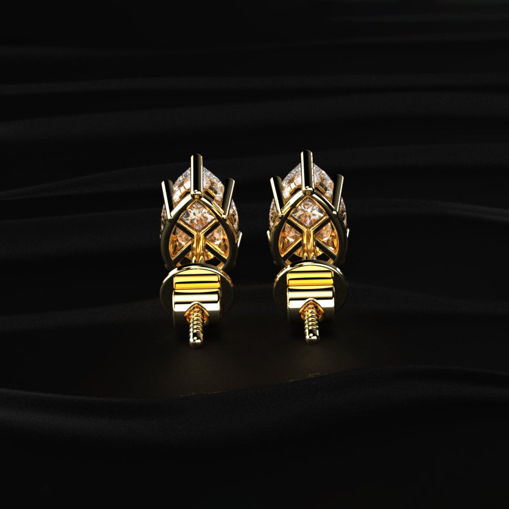 Pear Solitaire Hidden Halo Earring