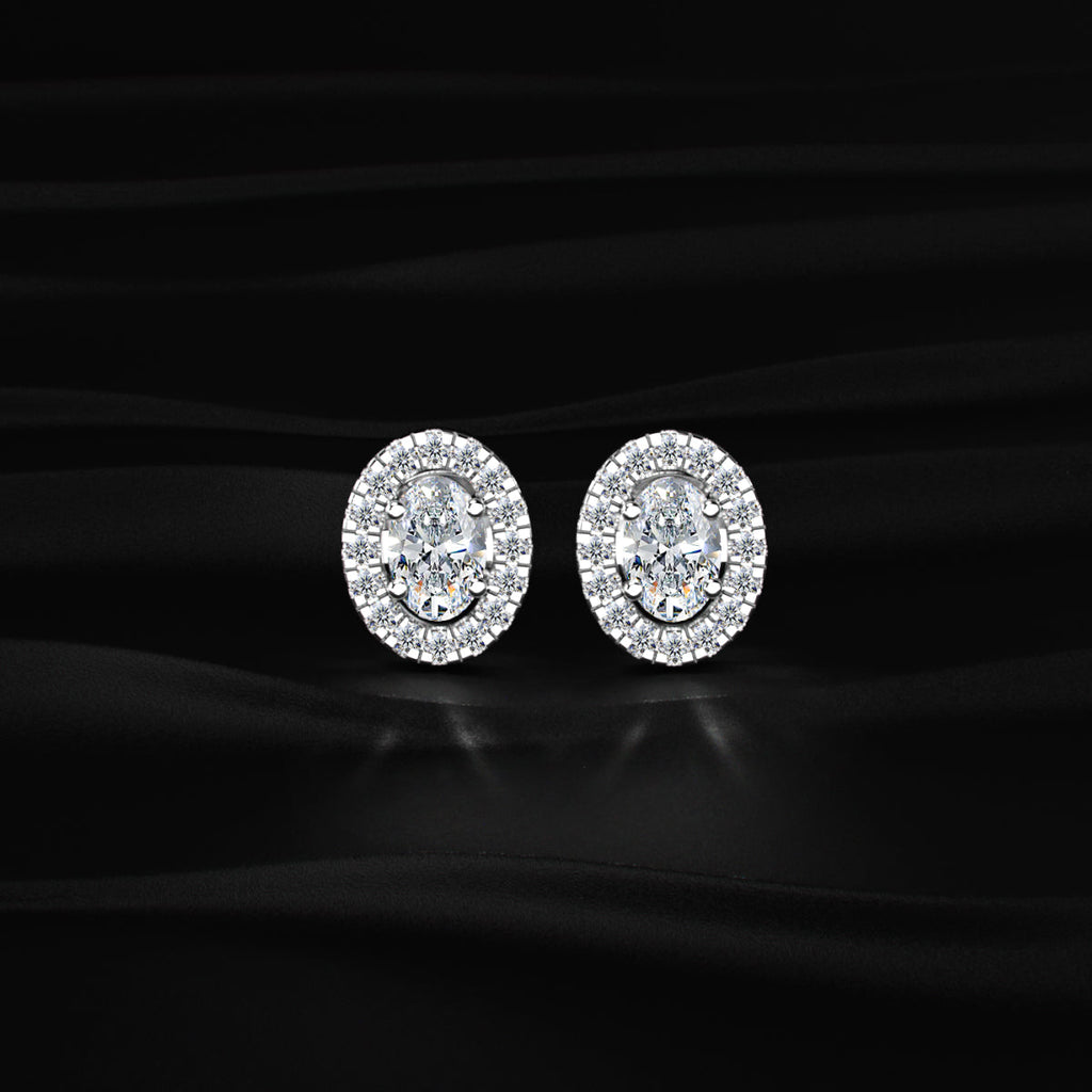 Oval Diamond Halo Earrings