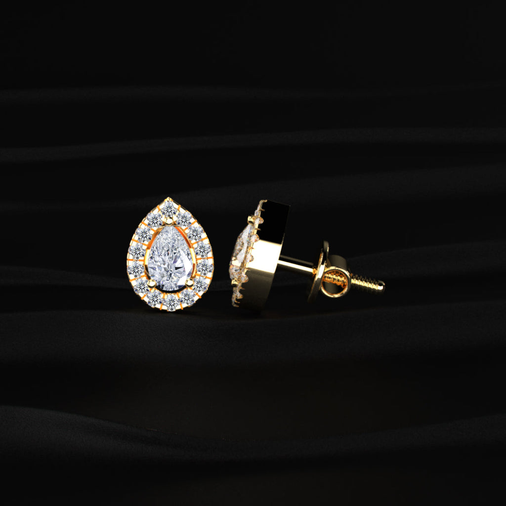 Pear Shaped Halo Earrings