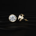 10 Ctw Round Diamond Stud Earrings In Bezel Setting