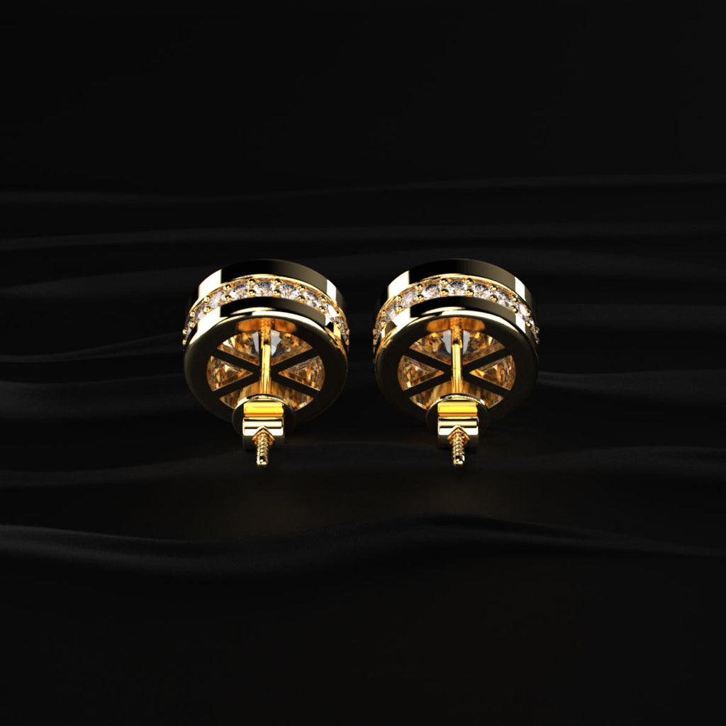 10 Ctw Round Diamond Stud Earrings In Bezel Setting