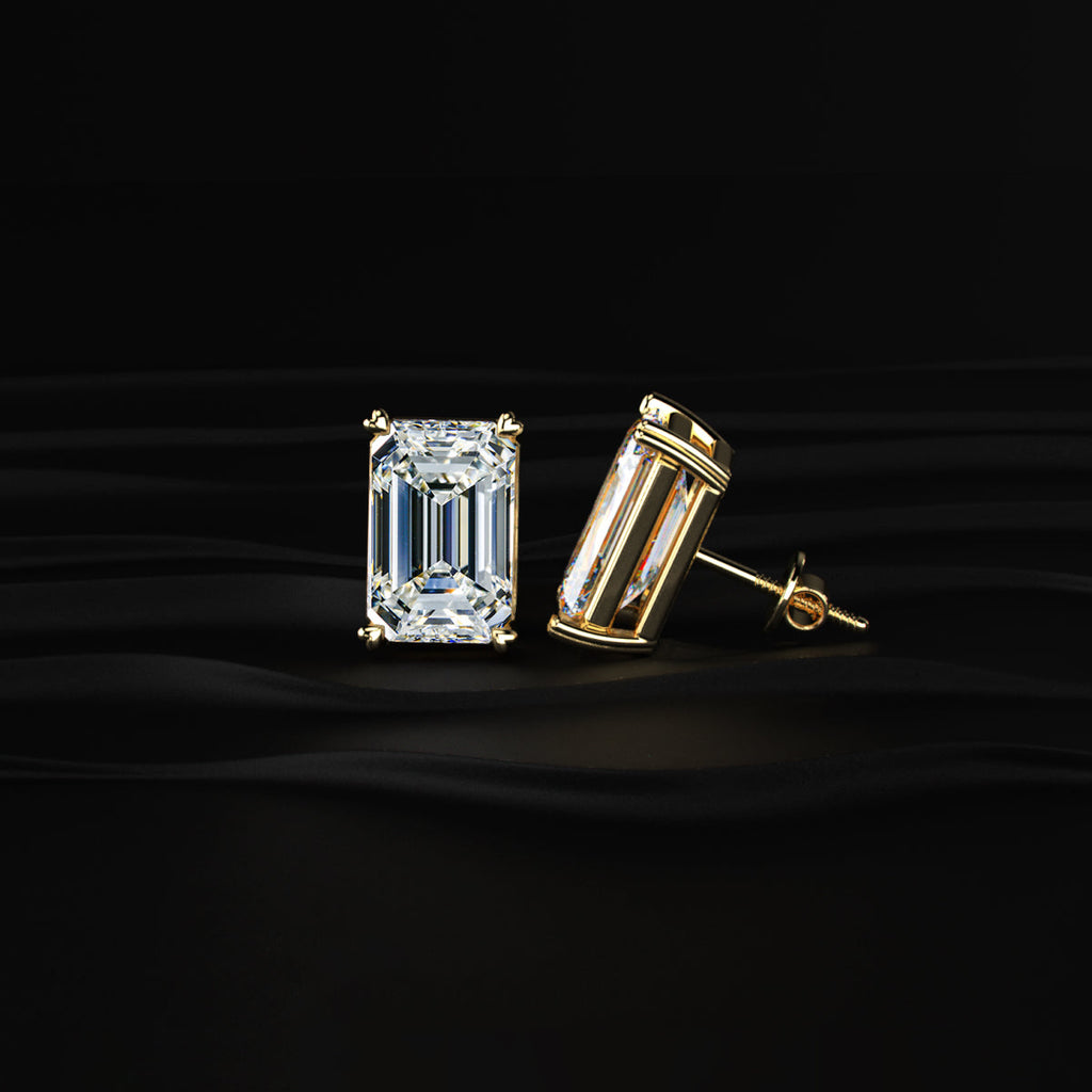 5 Ct Emerald Cut Diamond Stud Earrings