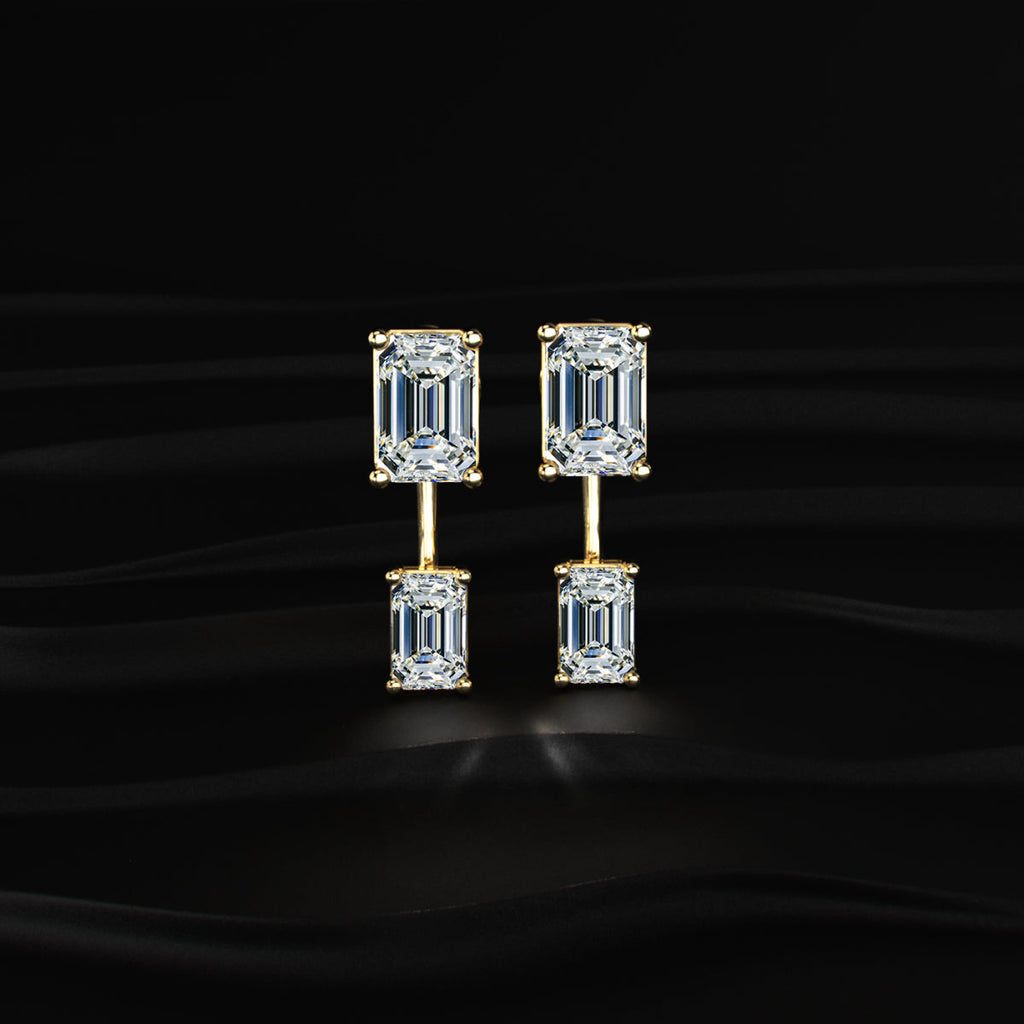 2 in 1 Dual Emerald Solitaire Stud & Ear Jacket