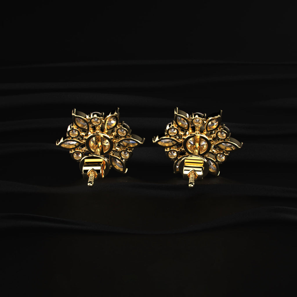 Round and Marquise Cluster Diamond Earring