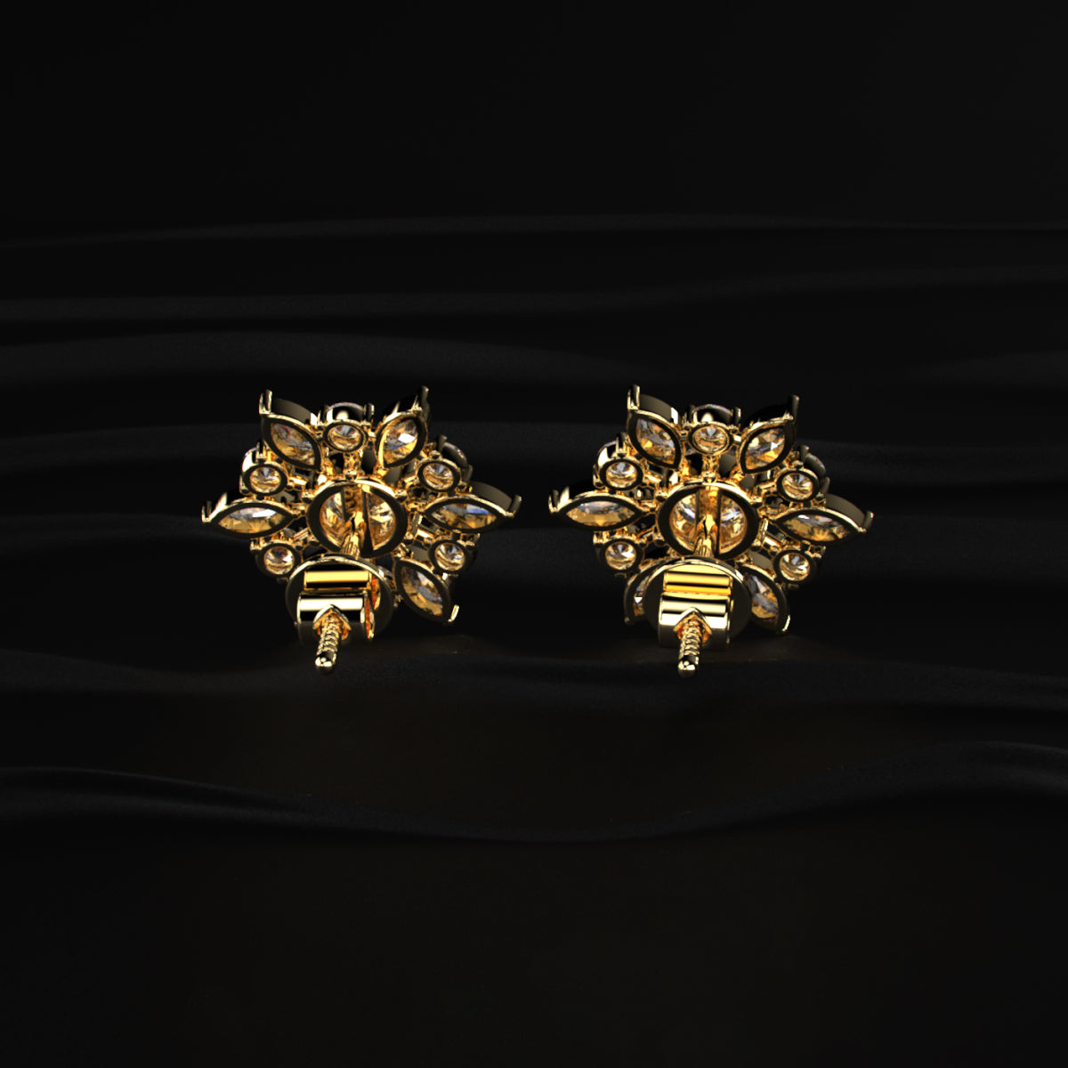 Round and Marquise Cluster Diamond Earring
