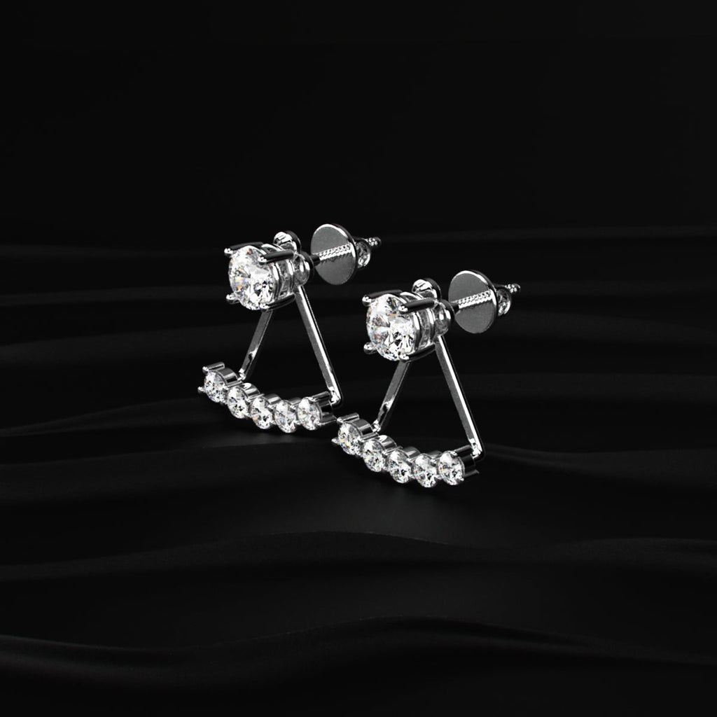 2 in 1 Round Diamond Ear Jacket Earring